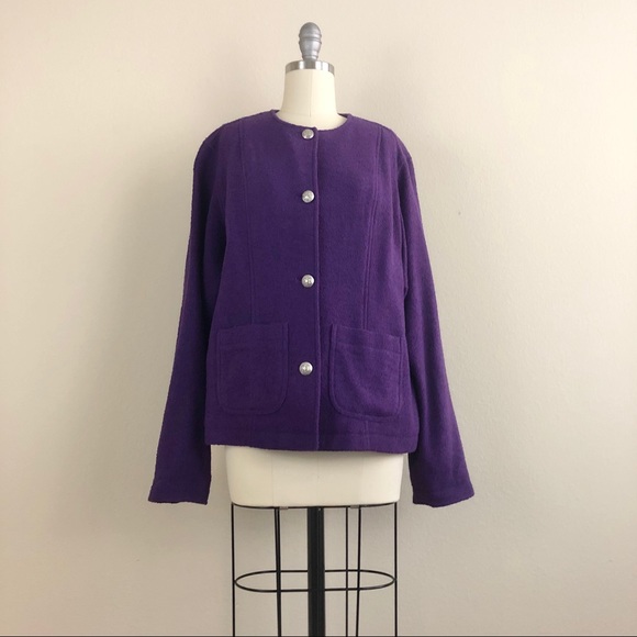 Anne Klein Jackets & Blazers - Anne Klein Wool Purple Button Down Blazer